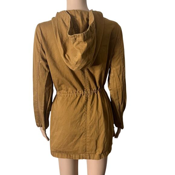 Old Navy Utility Jacket Women Small Brown Hooded Anorak Drawstring Waist Pockets - Picture 3 of 11